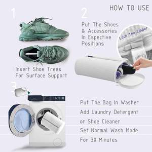 Bolsa para Lavar Zapatos con Hormas Ajustables, Bolsa de Lavandería para 2 Pares de Zapatos, Limpieza Envolvente en Lavadora y Secadora, Cierre Duradero - Product Image 5