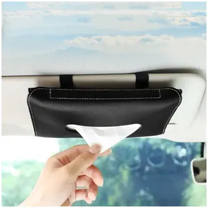 Car Tissue Box Towel Sets PU Leather Towel Holder Hanging on Visor Auto Car Interior Storage Decoration Accessories