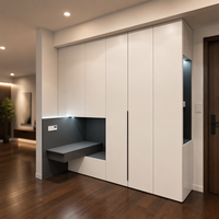 Armoire d'entrée moderne intégrée avec éclairage LED, meuble de rangement personnalisé pour couloir, armoire de buanderie