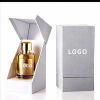 Botellas de Perfume de Vidrio Transparente Doradas Personalizadas, Tapa de Cuero, 30ml 50ml 100ml, Botella de Perfume de Lujo con Caja