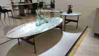 Ensemble de Table basse moderne, loisirs, rond, ovale, pour salon, table basse en métal et pierre frittée