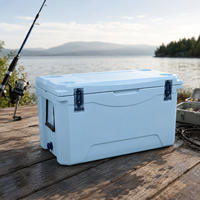 Glacière isotherme rotomoulée bleue 60L en LLDPE rigide pour camping, pêche, plage et activités de plein air
