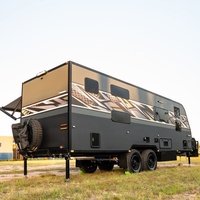 Caravane de voyage de luxe de haute qualité, adaptée aux familles, avec toit rigide, remorquable, avec salle de bain indépendante et auvent extérieur