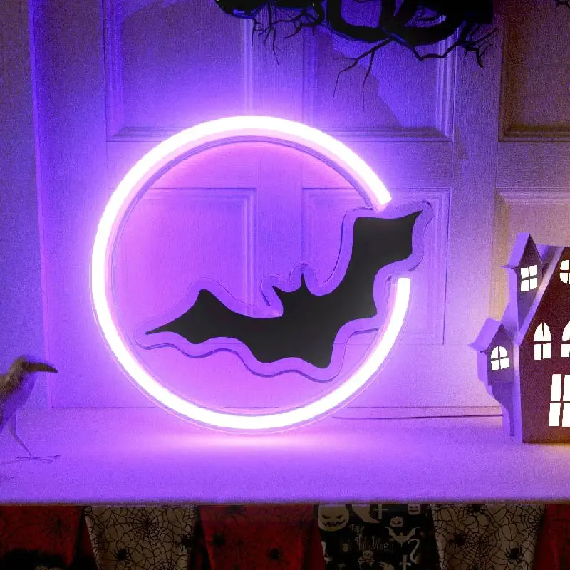 Lampu Neon LED, hiasan ruang dinding Festival pesta Halloween