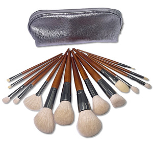 15Pcs Cashmere Goat Hair Makeup Brush Set Powder Blush Contour Eyeliner <b>Eye</b> Blending Kit Private Label - Product Image 5