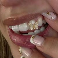 Rejillas Dentales Individuales Chapadas en Oro, Estilo Hip-hop, con Micro Zircones Brillantes en Forma de Mariposa, Regalo Divertido de Halloween para Mujeres