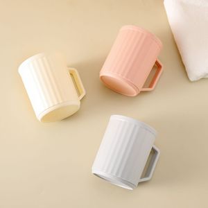 Minimalist Toothbrush Cup <b>Round</b> Striped Plastic Easy To Clean For Bathroom Use - Product Image 2