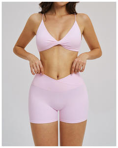 Ensembles de sport pour femmes en gros, vêtements de sport personnalisés, ensemble de tenue de sport pour femmes à séchage rapide, 2 pièces : soutien-gorge de sport dos nu et short cycliste - Product Image 5