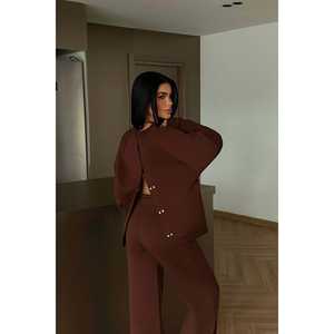 Survêtement à capuche marron Revovy grande taille, vêtements de sport, logo réfléchissant, respirant, compatible hiver, 2 pièces, imprimé, effet délavé - Product Image 2