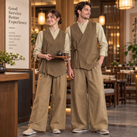Veste de chef Yilong légère en sergé, manches longues, fermeture boutonnée, respirante, uniforme de cuisine, coupe simple et ample, pour restaurant et restauration