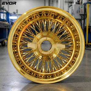 EVOR Lowider 13x7 Tüm Altın Beyaz Yanaklı Lastik 13 İnç Jantlar Tel Jantlar - Product Image 2
