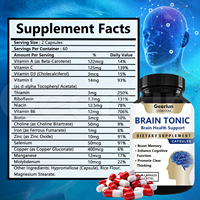 Capsules de tonique cérébral végétaliennes à marque privée OEM avec vitamines pour améliorer la mémoire et la concentration, pilules, suppléments nootropiques