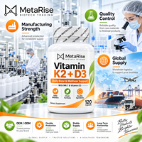 Complément Alimentaire OEM Marque Privée Vitamine K2 D3 MK-7 pour Adultes, Nutrition Cardiovasculaire et Osseuse, 120 Capsules