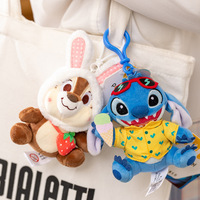 Porte-clés en peluche authentique Stitch avec ours fraise pour jouets Chip 'n' Dale - Polyester Unisexe