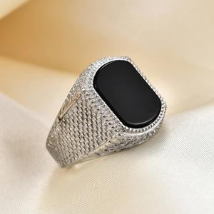 Trendy Fashion <strong>Men's</strong> <strong>Rings</strong> Stainless Steel <strong>Men's</strong> <strong>Ring</strong> Jewelry Vintage <strong>Titanium</strong> Steel <strong>Man</strong> <strong>Ring</strong> with Glass - Product Image 6