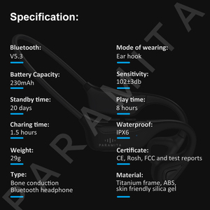 Auriculares Deportivos Inalámbricos con Conducción Ósea R8, Resistentes al Agua IPX6, para Correr y Trabajar, BT5.3, Batería LED, Tecnología de Conducción Ósea Directa - Product Image 6