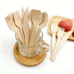 Nuevo Juego de Cubiertos Desechables Modernos, Vajilla de Madera Biodegradable Ecológica para Cocina, Hogar y Comedor - Product Image 1