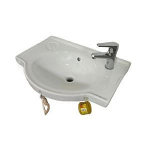Lavabo de cerámica rectangular de pared con un solo orificio, fácil de limpiar, acabado brillante, para baño, uso doméstico. - Product Image 1