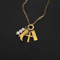 Collier DIY en acier inoxydable style Y2K eManco avec pendentifs en perles de poisson, accessoire de mode décontracté, vente directe d'usine