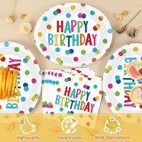 Assiettes et serviettes en papier colorées à pois pour dîner d'anniversaire Ensembles de vaisselle pour fournitures de fête d'anniversaire