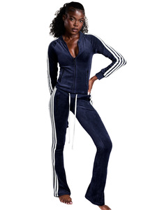 Completo da Donna Personalizzato con Logo, <span class=keywords><strong>Set</strong></span> Due Pezzi con Cerniera, Coulisse, Striscia Laterale e Pantaloni a Zampa Micro, Tuta da Donna - Product Image 5