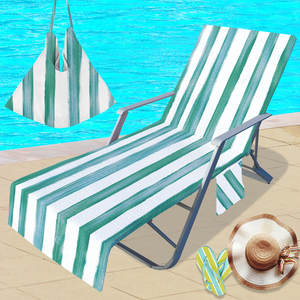 Couverture de serviette de chaise longue en microfibre imprimée en 3D pour <span class=keywords><strong>piscine</strong></span> et jardin <span class=keywords><strong>d</strong></span>'hôtel Couverture de chaise de plage rayée avec poches latérales Serviette de plage - Product Image 5