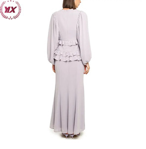 Mousseline de Soie Personnalisée Élégante Ethnique Femme Fantaisie Arabe Soirée Formelle Simple Et Digne Ambiance <span class=keywords><strong>Baju</strong></span> <span class=keywords><strong>Kurung</strong></span> Pour Musulmane - Product Image 5