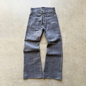 Custom Designer Selvedge Raw High Waist Denim Pants Heavyweight <b>Men</b> <b>Jeans</b> High Quality Straight Leg <b>Flared</b> Designer <b>Jeans</b> Baggy - Product Image 1