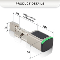Serrure de cylindre intelligente Tuya WIFI TT Lock avec contrôle par application et clé en alliage d'aluminium pour portes de sécurité