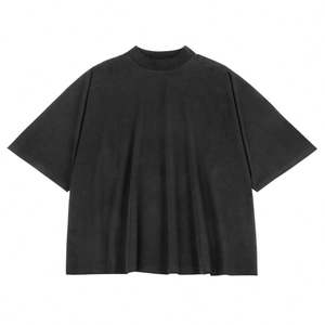 Custom <b>Tshirt</b> T-shirt <b>Cheap</b> 100% Short Sleeve Cotton Blank Round Neck Oversize Boxy t Shirt Men Plain Black T-shirt Wholesale - Product Image 5
