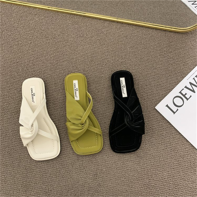 Новые босоножки с квадратной головкой и открытым носком, 2023 сандалии с перекрестными ремешками на толстом плоском каблуке, сандалии для женщин