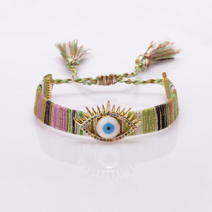 Pulsera Boho <span class=keywords><strong>de</strong></span> <span class=keywords><strong>Ojo</strong></span> Turco Hecha a Mano, <span class=keywords><strong>de</strong></span> Cuerda Trenzada Colorida, Ajustable, con Dije Chapado en Oro <span class=keywords><strong>de</strong></span> 18K, Joyería <span class=keywords><strong>de</strong></span> Protección y Buena Suerte, Regalo - Product Image 4