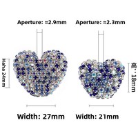 Nouveaux accessoires de bijoux pour bracelets DIY, cœur en diamant d'amour, trou droit, strass, griffe, perles en acrylique, plastique, lucite