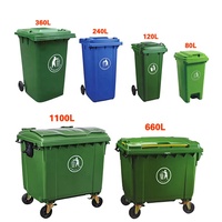 Certificat CE plastique 660 litres poubelle d'extérieur poubelle à roulettes poubelle de jardin chariots poubelles à 4 roues