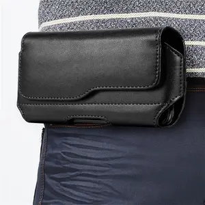 PU Leather Men Vegan Waist Bag Solid Color Bum Belt Pack Casual Fanny Business Waist Bag Men Travel Sports Belt Bum Phone Pouch