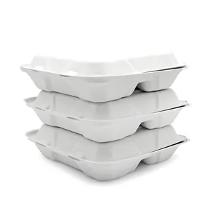 Eco 9*6 Inch Disposable Biodegradable Togo Container Bagasse Take Away Lunch Packing Boxes For Food