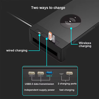 Support de bureau multifonctionnel 15W à chargement sans fil pour moniteur de bureau Support PC rapide à 2 tiroirs avec support de téléphone Nouveau produit