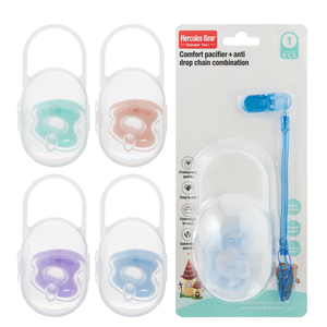 Vente en gros OEM Sucette en silicone sans BPA Sucette tout silicone pour bébé Boîte en PP <span class=keywords><strong>avec</strong></span> chaîne anti-chute 9563 - Product Image 1