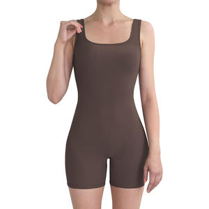 Mono de yoga sin mangas para mujer, de cintura media, color liso, ajuste ceñido, silueta de pierna ancha, caída elegante, ecológico, de secado rápido y transpirable. - Product Image 1