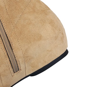 รองเท้าบูทหนังกลับแบบสวมสูงถึงเข่า รุ่น 8288 สำหรับผู้หญิง มีซิปด้านข้าง จีบระบาย ทรงพอง ช่วยให้ดูผอม ส้นกลาง ทรงสูงแบบนักรบ - Product Image 3