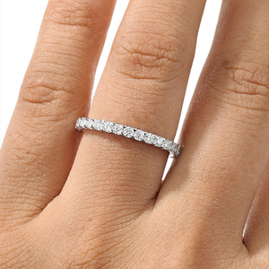 Anillos de Eternidad de Plata 925 con Baño de Oro de 18K y Moissanita VVS1 GRA de Corte Redondo de 2mm, que Pasan la Prueba del Diamante, para Mujer - Product Image 3