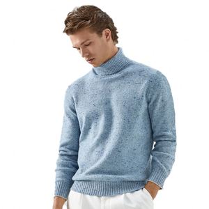 Suéter de lana a cuadros con cuello alto para hombre, jersey de punto holgado de manga larga para primavera - Product Image 1