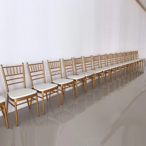 Sillas Apilables para Eventos y Bodas, Sillas de Metal Doradas para Hotel, Sillas Apilables Chiavari Tiffany para Banquetes - Product Image 1