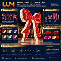 Guirlande lumineuse de Noël IP65, grand motif nœud rouge et blanc de 3 m avec LED blanc chaud pour extérieur