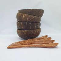 Tazón para batidos de cáscara de coco Natural de cocina al por mayor logotipo personalizado gratis madera Matcha ensalada fruta Coco Kava tazón para comida