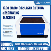 Machine à découper au laser CO2 à fibre LCCN 1390 1200W, épaisseur de coupe de 0 à 10 mm, découpeuse laser à double tête pour acier et acrylique