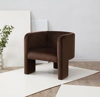 Fauteuil en velours brun foncé, fauteuil décoratif, entièrement assemblé, fauteuil de salon, meubles de loisirs