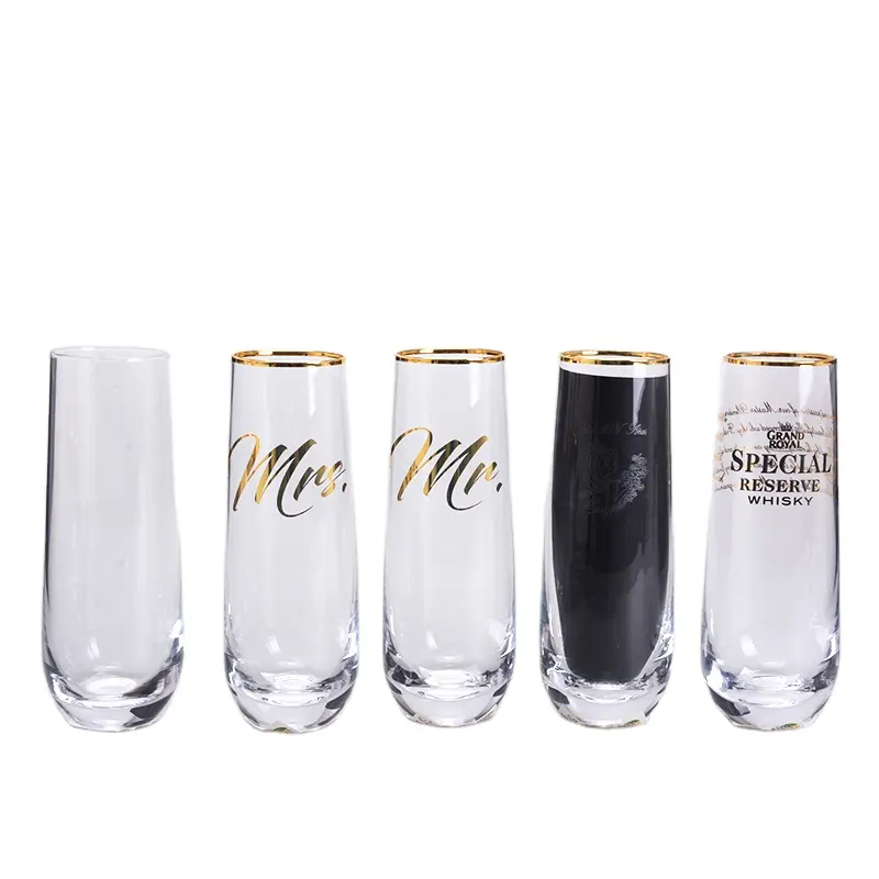 10oz Customized logo design lead free stemless crystal wine cup glass/whisky glass/stemless glass wedding champagne flutes