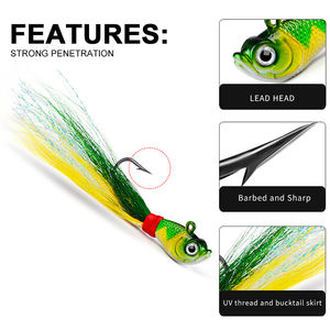 Commercio all'ingrosso 7g 14g 28g 42g 56g 5 colori <span class=keywords><strong>artificiale</strong></span> Jig Head Sea Fishing Wobbler Bait <span class=keywords><strong>con</strong></span> gancio a coda di Bucktail Lead Lure - Product Image 5