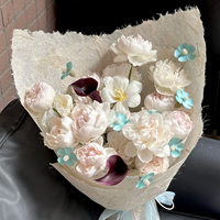Papier d'emballage floral texturé en chanvre naturel, motif marbré en fibres brutes, matériaux d'emballage écologiques pour fleurs, vente en gros